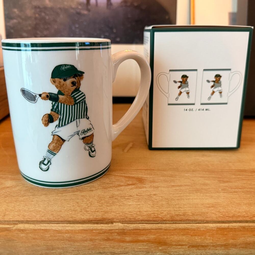 Ralph Lauren Ralph’s Coffee Polo Bear Mug Tennis Ceramic 14oz SOLD OUT Collector - Picture 2 of 4